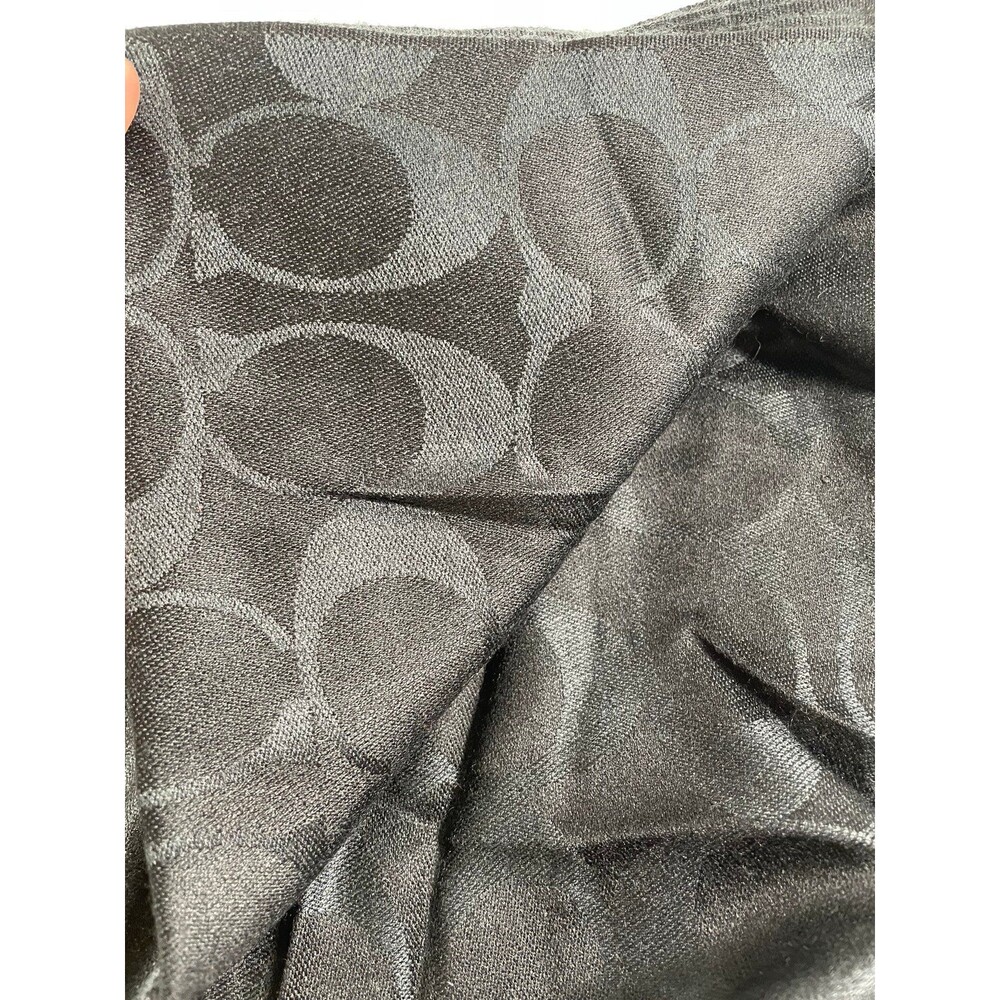 NWT Coach Unisex Black Signature Logo Scarf Wrap 70% Wool 30% Silk - Picture 5 of 5